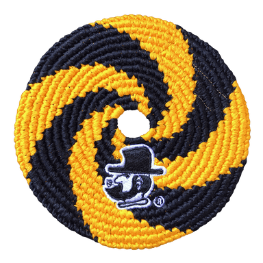 Appalachian State University Logo'ed Sport Disc Yellow/Black Buena Onda Experience | Handmade, Fair Trade, Crochet, Knit, Cloth Toys, Indoor, Outdoor Games, Party, Backyard Games, Sports, Beach Lake Toys