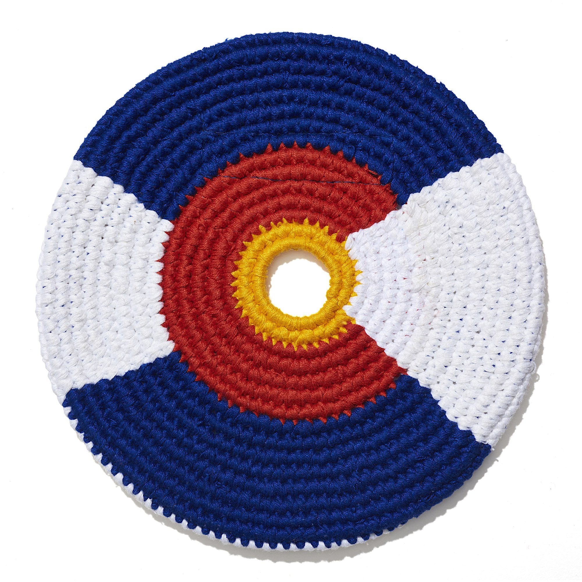 Colorado Flag Disc Flag Disc Buena Onda Experience | Handmade, Fair Trade, Crochet, Knit, Cloth Toys, Indoor, Outdoor Games, Party, Backyard Games, Sports, Beach Lake Toys