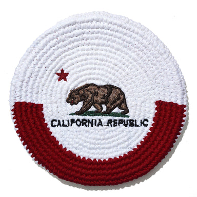 California Flag Disc Flag Disc Buena Onda Experience | Handmade, Fair Trade, Crochet, Knit, Cloth Toys, Indoor, Outdoor Games, Party, Backyard Games, Sports, Beach Lake Toys